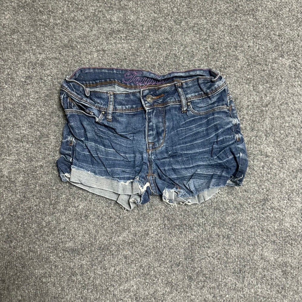 Taverniti Denim Shorts Womens Size 0 Blue Low Rise Frayed Hem Stretch Casual